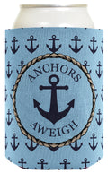ThisWear Funny Beer Coolie Anchors Aweigh Nautical Sailing Boating 2 Pack Can Coolie Drink Coolers Coolies Blue