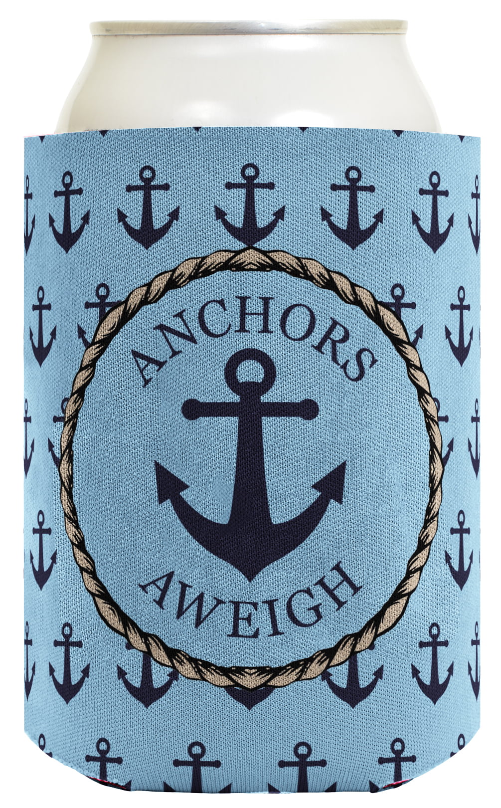 ThisWear Funny Beer Coolie Anchors Aweigh Nautical Sailing Boating 2 Pack Can Coolie Drink Coolers Coolies Blue
