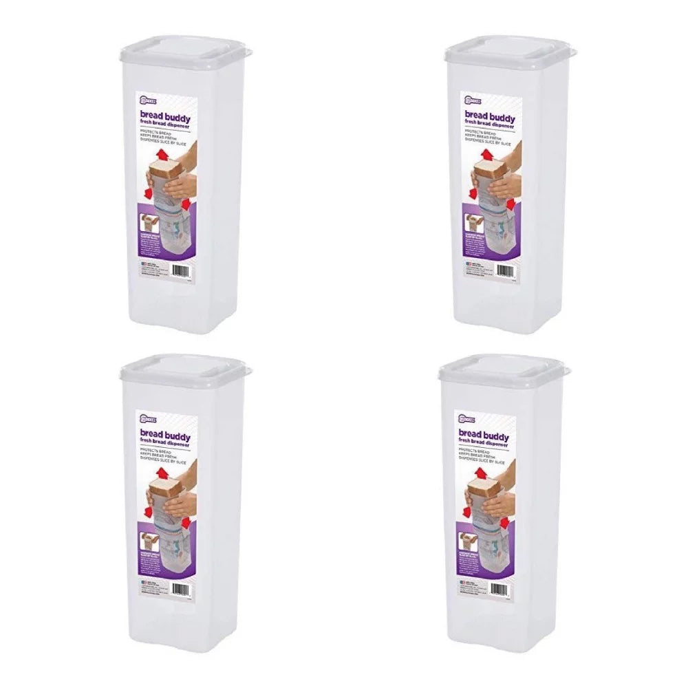 Buddeez Bread Buddy Dispenser Sandwich Fresh Food Storage Container Plastic, 4-Pack
