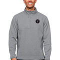 Men's Antigua Gray Inter Miami CF Primary Team Logo Course Quarter-Zip Pullover Top