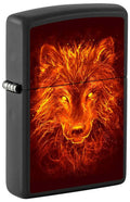 Zippo Lighter: Wolf with Fire - Black Matte 81315