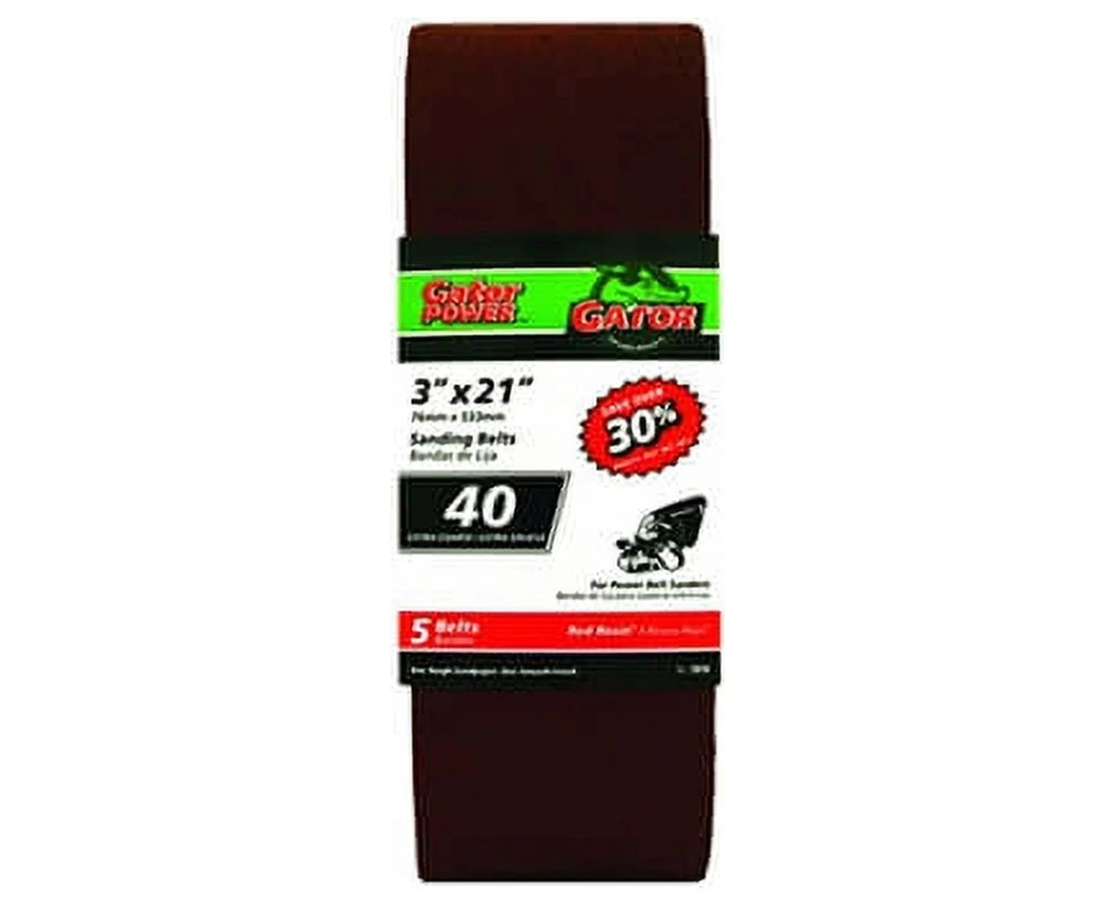 Gator 3 x 21 Red Resin Sanding Belt 5 Pack