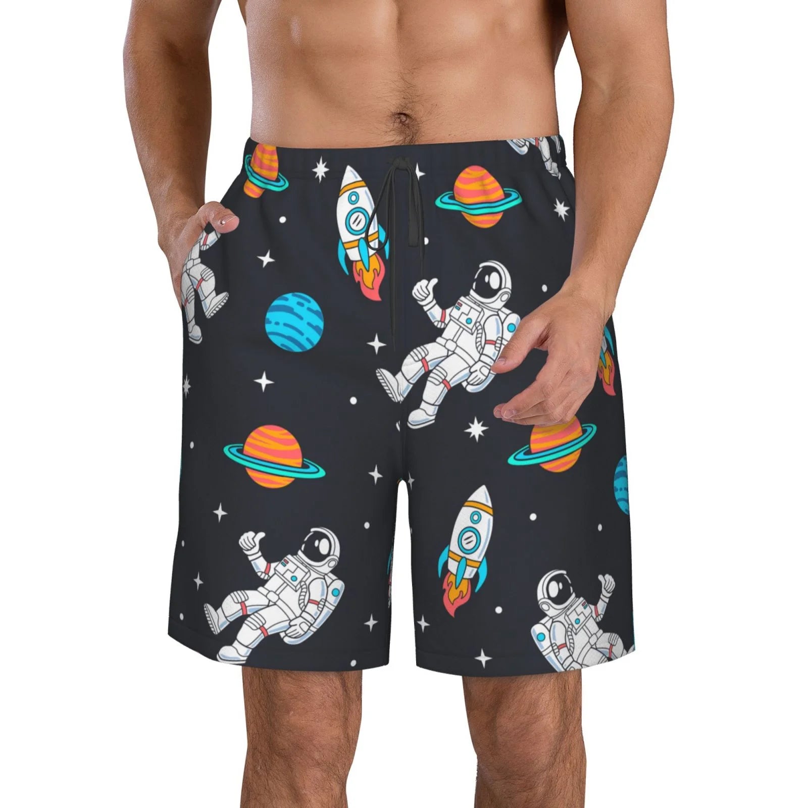 Kll Space Men'S Casual Summer Beach Shorts Hawaiian Shorts With Pockets-Small