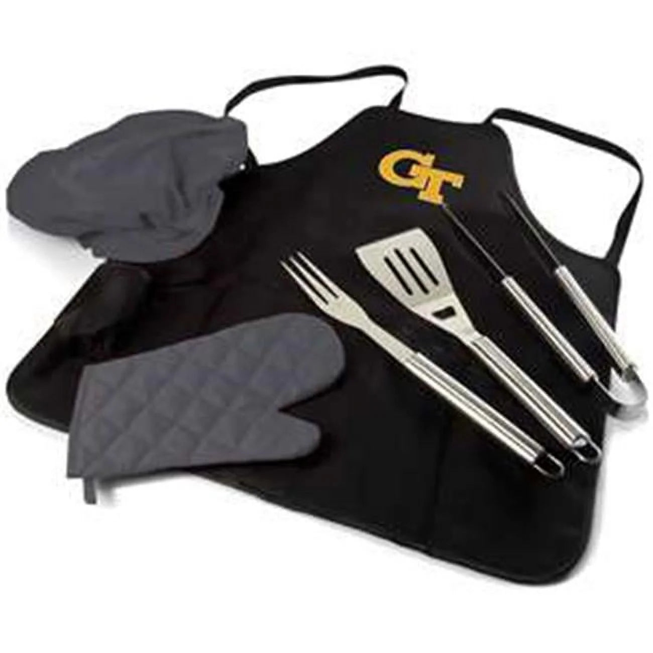 Picnic Time 635-88-179-194-0 Georgia Tech Yellow Jackets Digital Print BBQ Apron Grill Tool Set Tote Pro Bag, Black