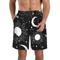 Kll Crescent And Stars Men'S Casual Summer Beach Shorts Hawaiian Shorts With Pockets-3x-Large