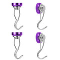 Ant Mag Swivel Utility Hooks 50lbs Heavy Duty Grill Utility Hooks 4 Pack with Scratch Proof Stickers Great for Home Refrigerator Kitchen Store Grill BBQ Office Warehouse (Purple)