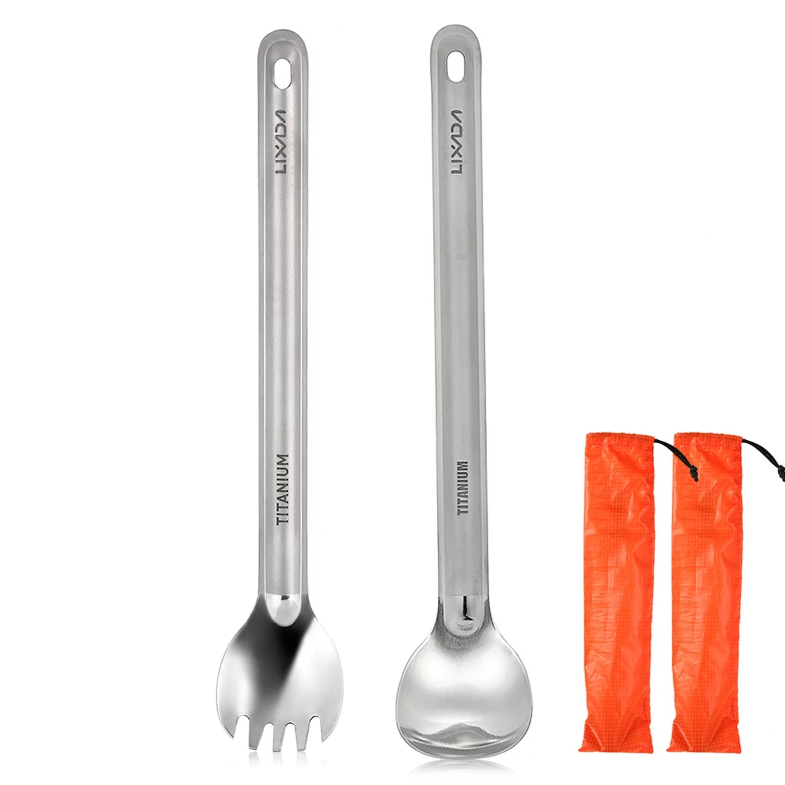 Lixada Lixada UltralightLong Handle Spoon and Spork Cutlery Set Portable Dinner Spoon Cutlery Camping Backpacking Picnic