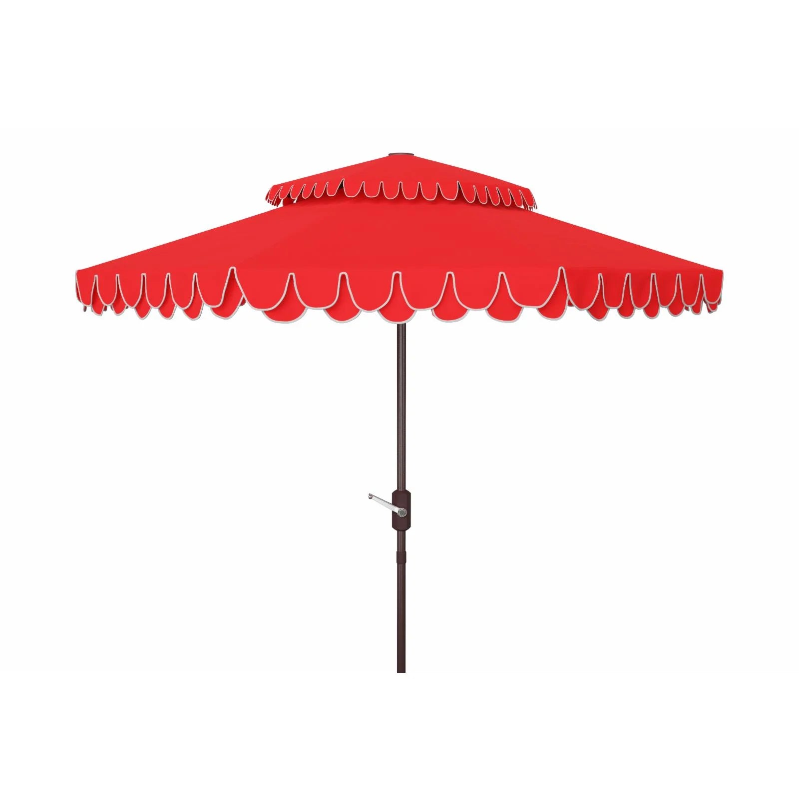 Safavieh  Outdoor Living Elegant Valance 9Ft Double Top Umbrella. Red