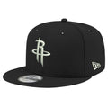 Men's New Era Houston Rockets Black & White 9FIFTY Snapback Hat - OSFA
