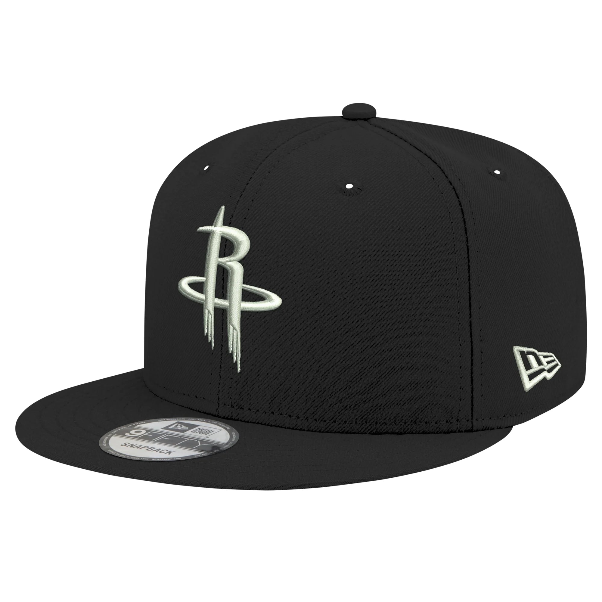 Men's New Era Houston Rockets Black & White 9FIFTY Snapback Hat - OSFA
