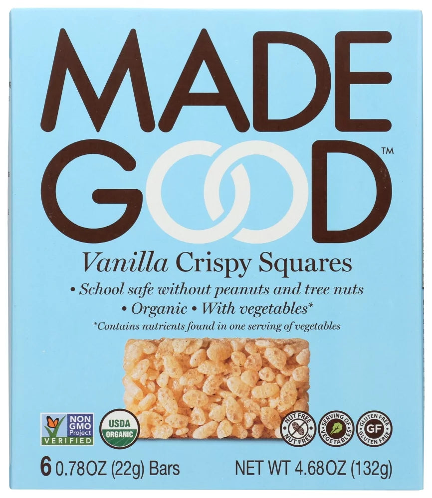 MADEGOOD VANILLA CRISPY SQUARES, 6 BARS