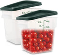 Fonteme 4 Qt Polycarbonate Square Food Storage Container - Pack of 2 | Translucent Plastic Food Container with Green Lids & Easy-to-Read Measurements | Dishwasher Safe | Keeps Food Fresh and Safe