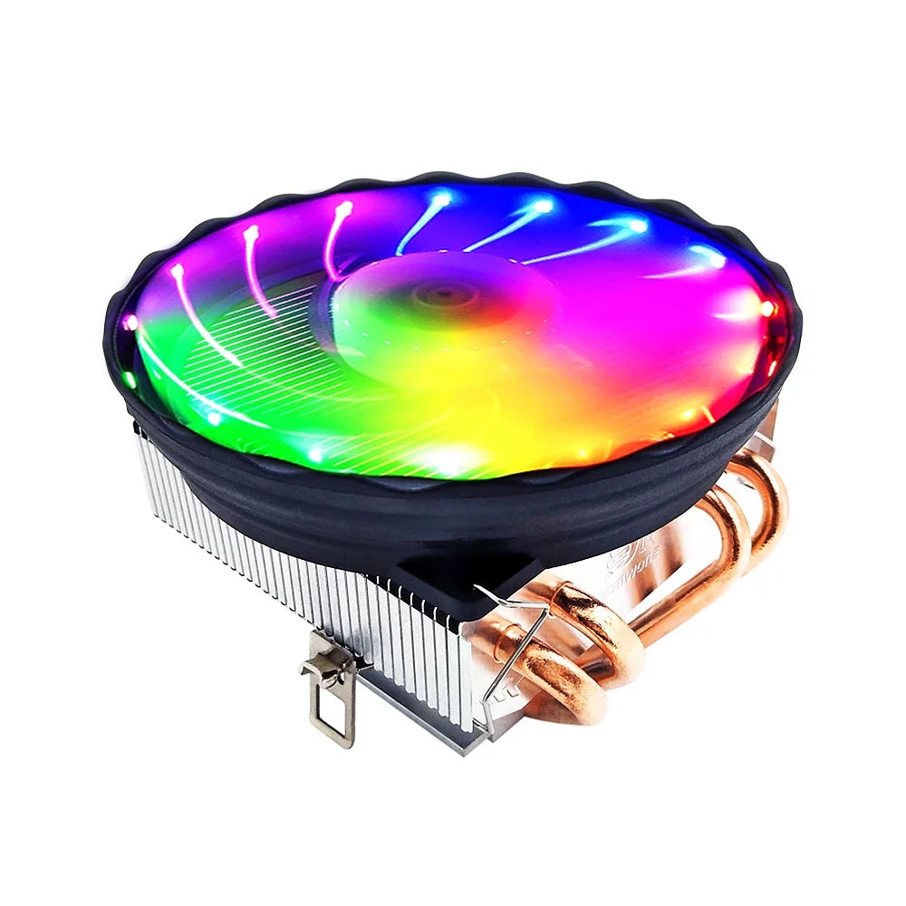 CPU Cooler 4 Copper Heat Pipes 3Pin Colorful Quiet Cooling Fan Replacement for LGA 775/1150/1155/1156/1151/1366 AM2/3/4 FM1/FM2