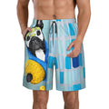 Kll French Bulldog Dog In A Bathtub Men'S Casual Summer Beach Shorts Hawaiian Shorts With Pockets-Small