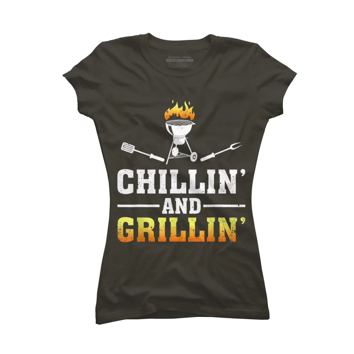 Chillin Grillin Fathers Day BBQ Barbeque Smoker Juniors Charcoal Gray Graphic Tee - Design By Humans  2XL