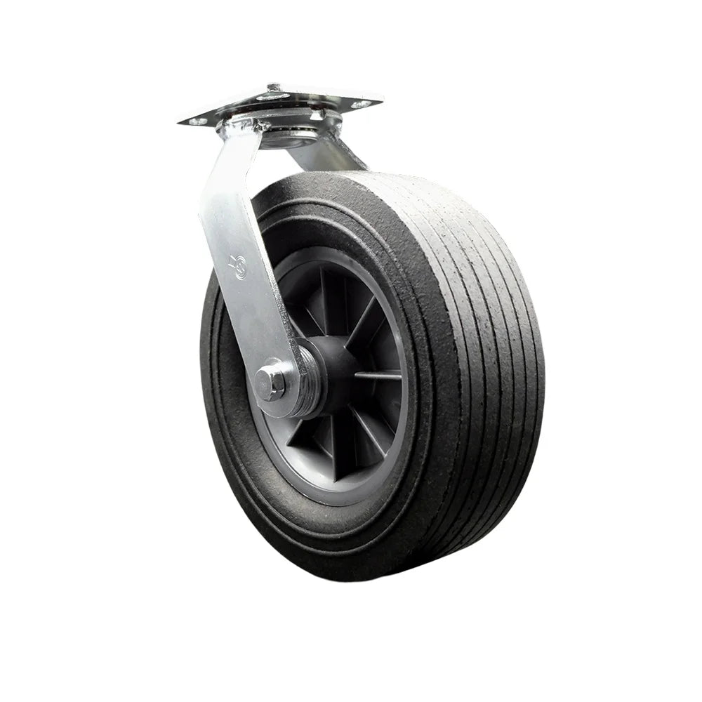 BBQ Smoker Grill Flat Free All Terrain Swivel Caster ¨C 10 Inch Easy Rolling, Maintenance Free Solid Rubber Wheel ¨C No Flat Industrial Grade Caster Wheel ¨C Service Caster Brand