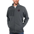 Men's Antigua Heather Charcoal Inter Miami CF Primary Team Logo Course Full-Zip Jacket