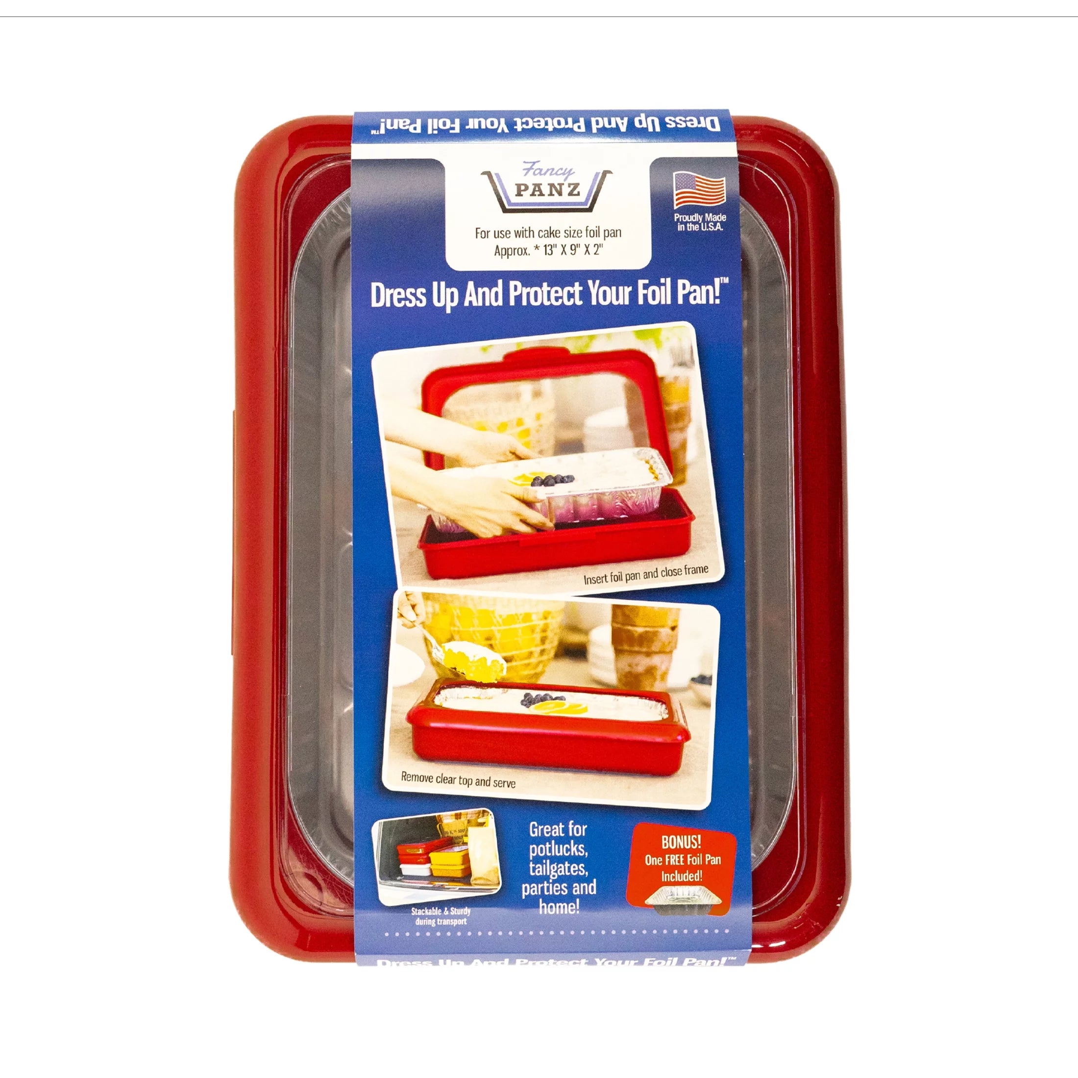 Fancy Panz Plastic 9 x 13 Red Foil Pan Carrier 1pk