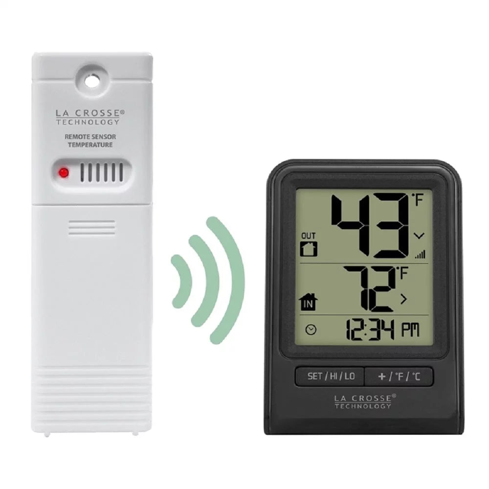 La Crosse Technology 308-1409BT-TBP Wireless Thermometer, Black, 32 to 122 deg F, Each