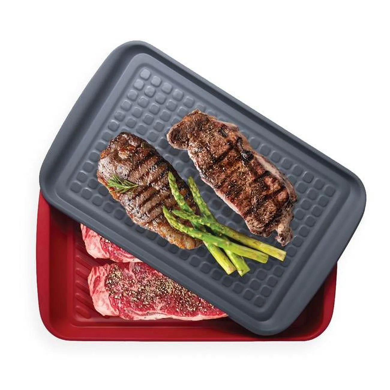 Con-Tact Kitchen Set of 2 Serving Tray with Handles,Grilling Prep Trays and Melamine Serving Platters for Parties,Eating,Outdoors and BBQ,Dishwasher Safe Food Tray,Meat Preparation Trays 17 x 10.5