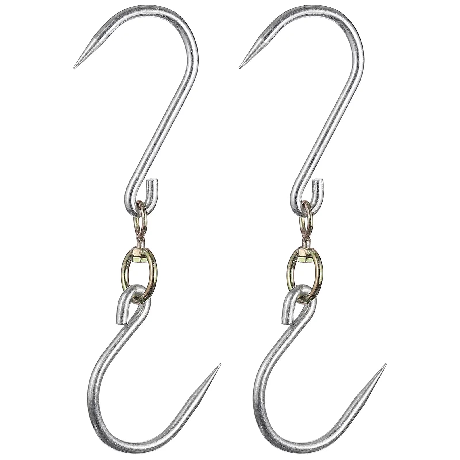 Uxcell 14.5'' Swivel Meat Hooks, 0.41'' Thickness Galvanized Processing Butcher Hooks, 2 Pack
