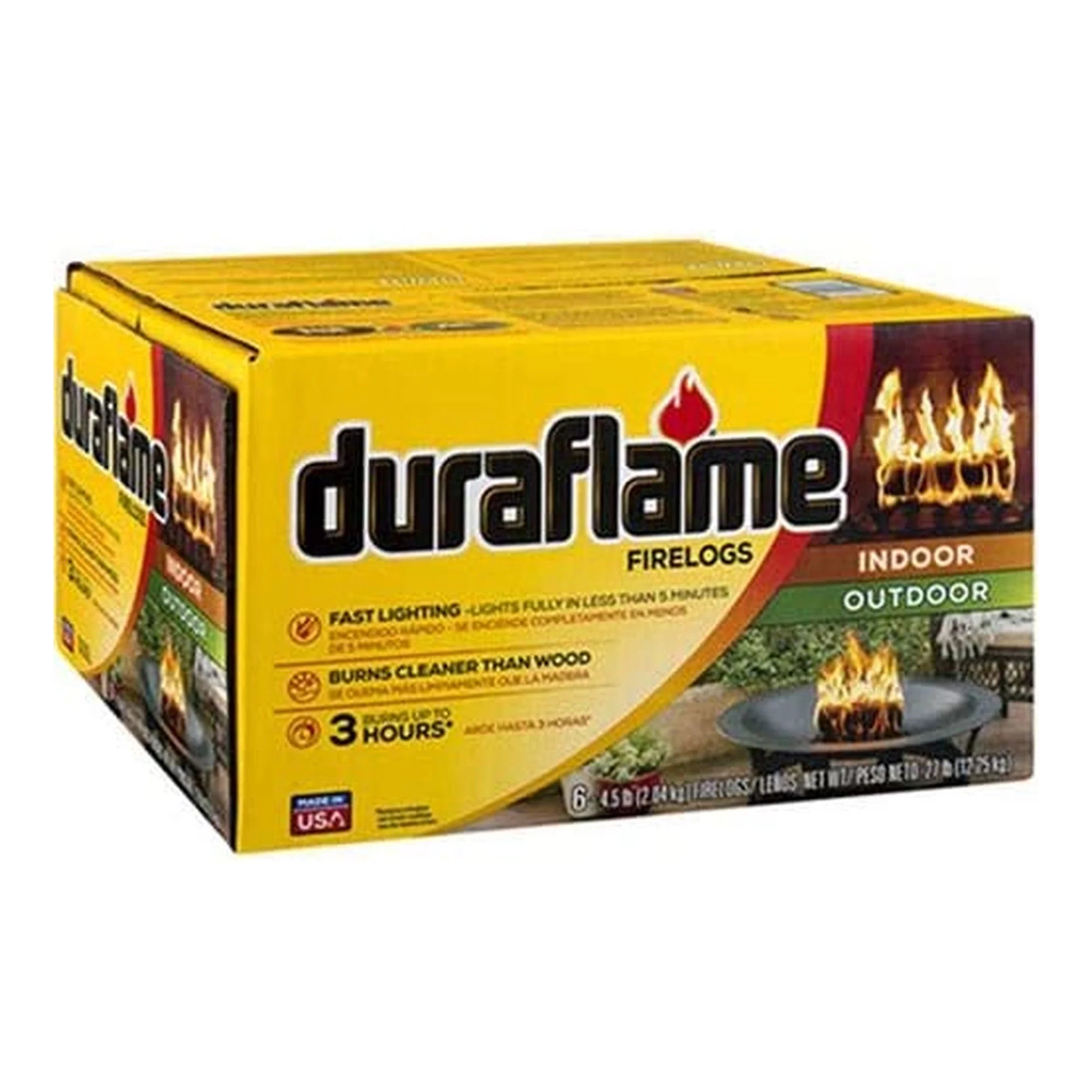 Duraflame 4.5lb Firelog 6 Pack, 3 Hour Burn, Indoor/Outdoor Use