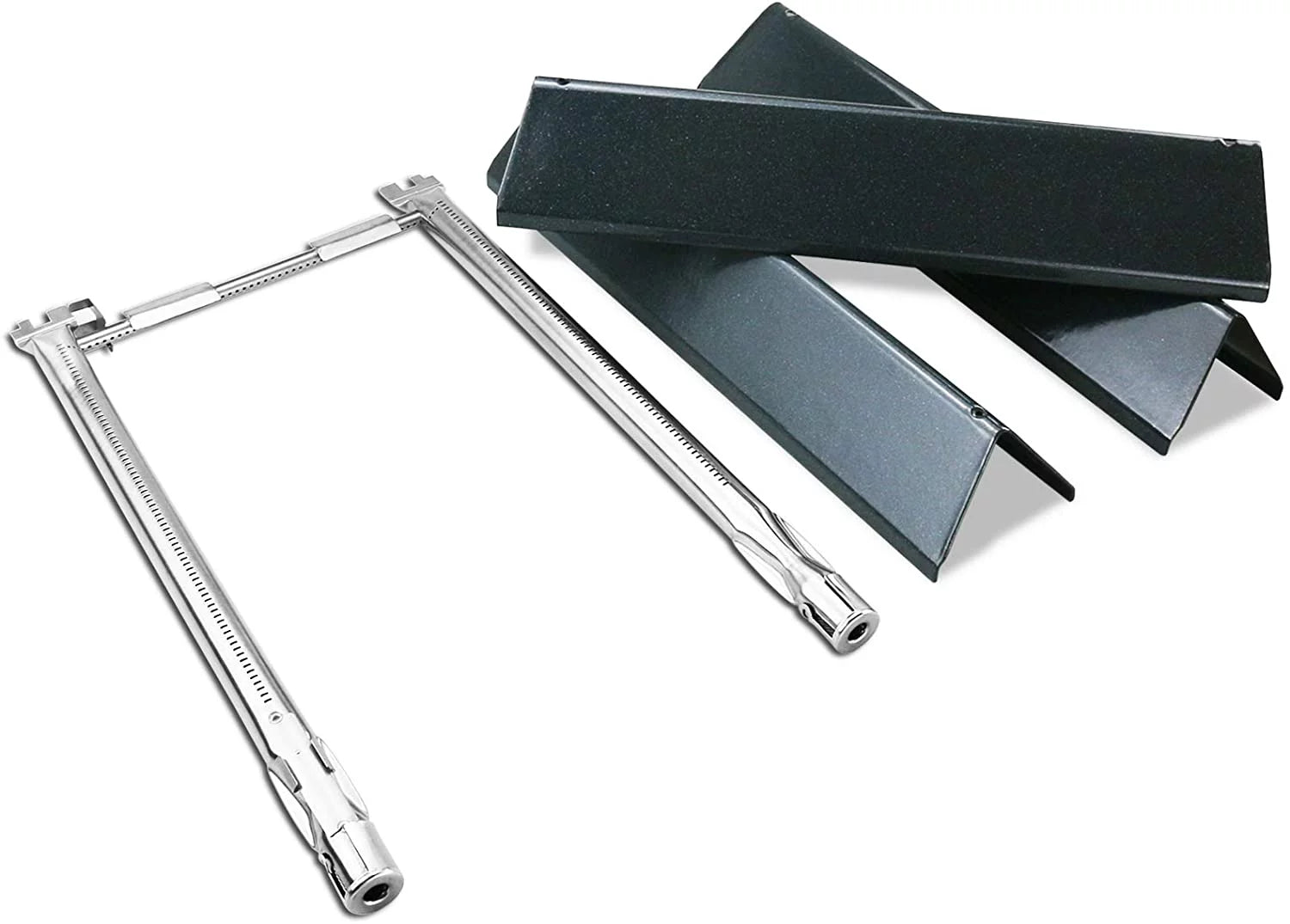 Grisun 7635 Flavorizer Bars and 69785 Grill Burner Tubes for Weber Spirit I & II 200 with Front Control, Spirit E210, E220, S210, S220, for Weber 15.3 Inch 7635 Flavor Bars and 69785 Burner Pipe