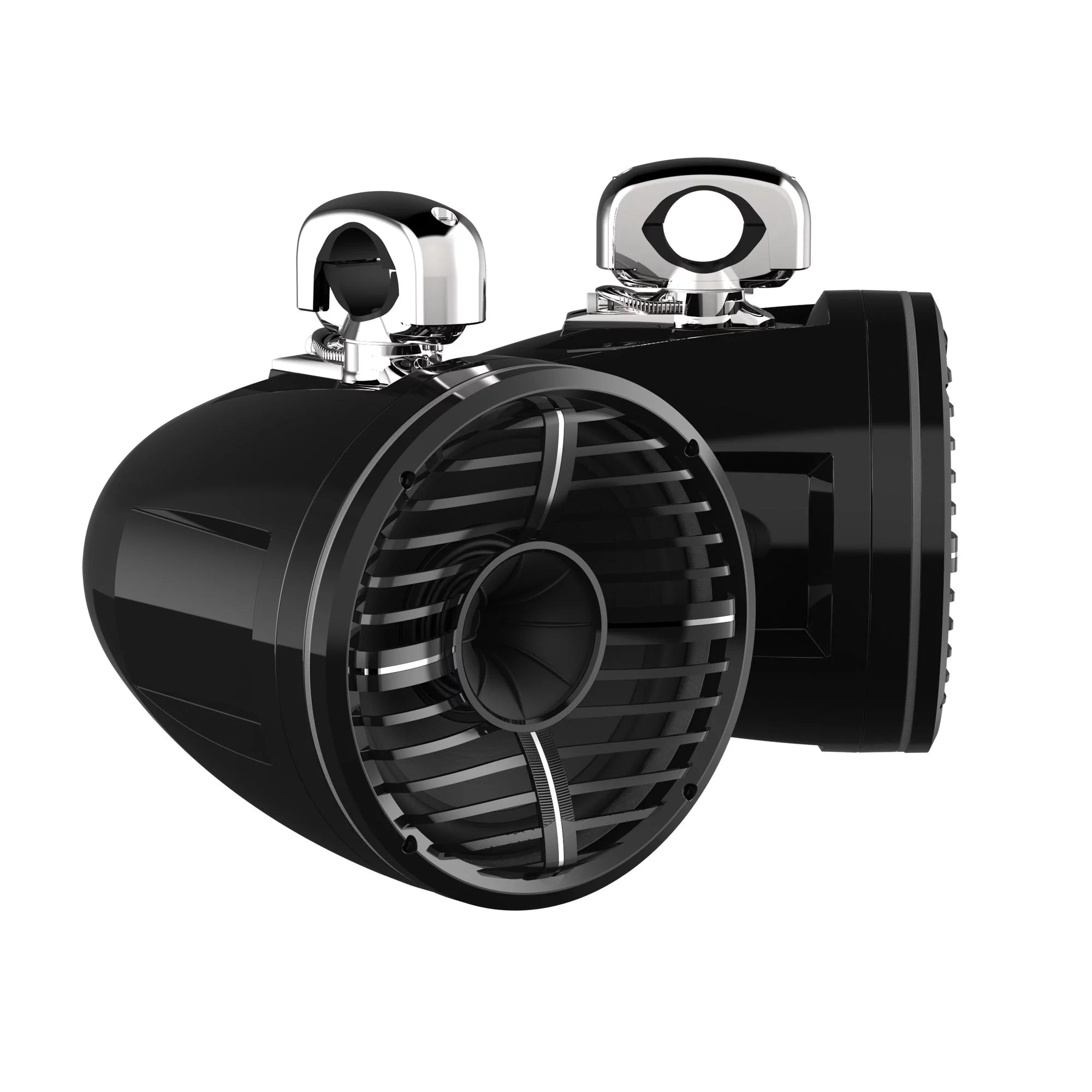 Wet Sounds REV 10 HD 10 Horn Loaded Compression Driver Tower Speakers with XW Grills & Stainless Swivel Clamps, 300 Watts RMS, Black, Pair