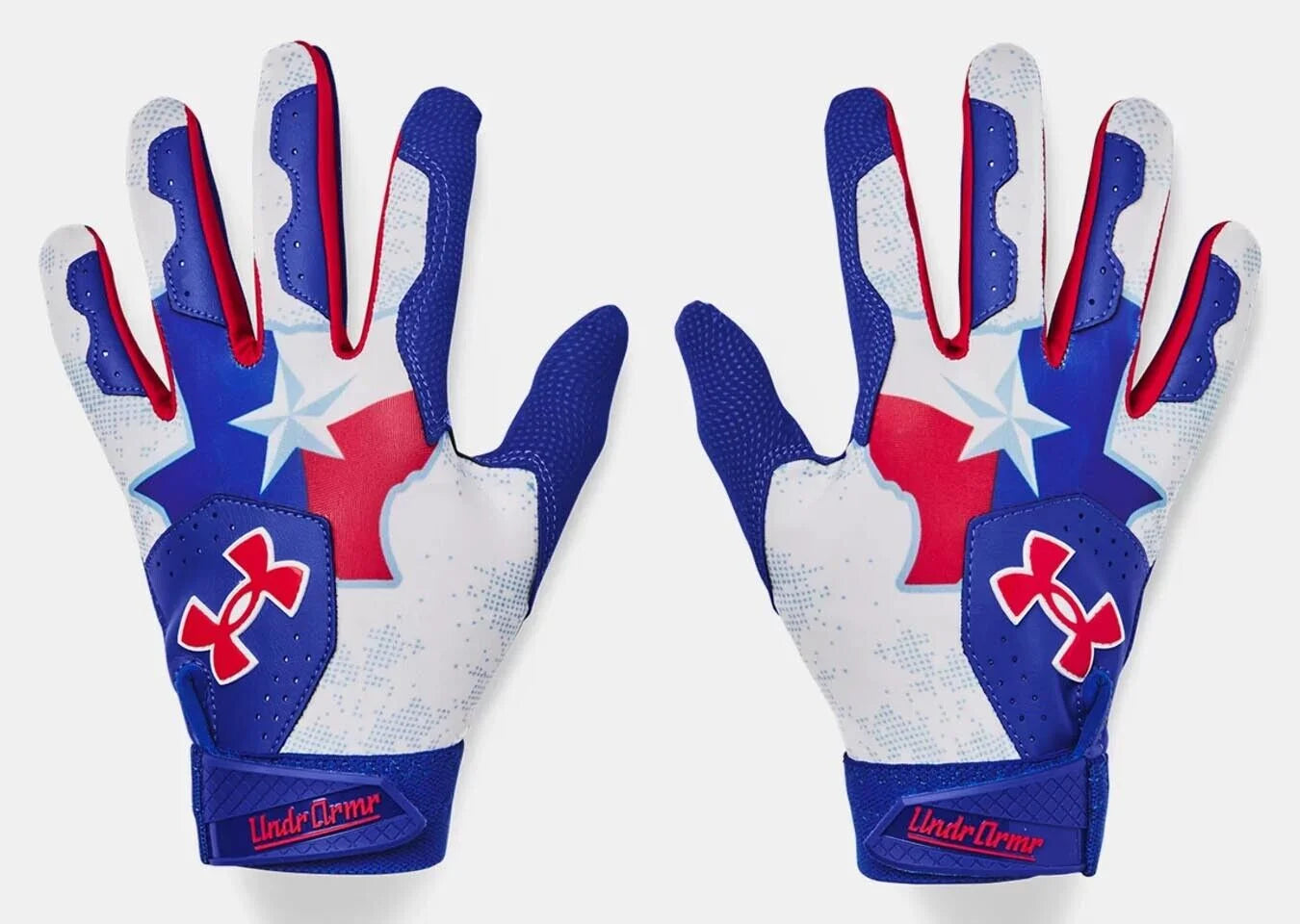 Youth Under Armour UA Clean Up Baseball Batting Gloves 1378763-400 Royal/White/Red