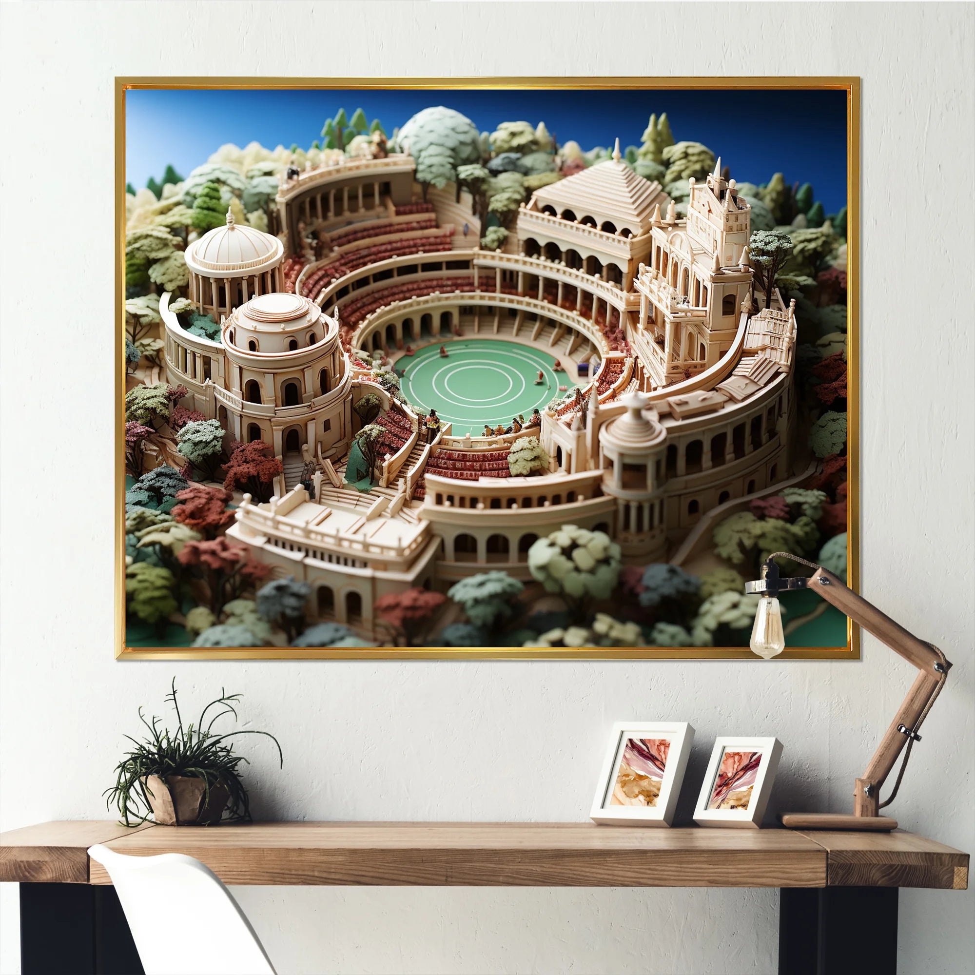 Designart Tennis Grand Slam Spectacle Stadiums Floater Framed Wall Decor