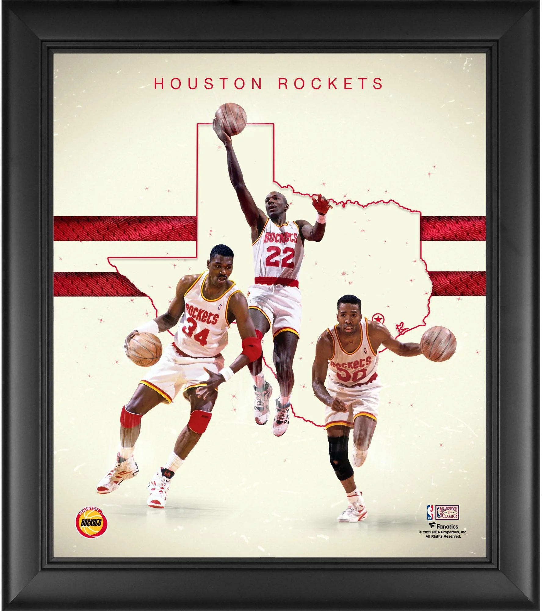Houston Rockets Framed 15 x 17 1990's Hardwood Classics Franchise Foundations Collage