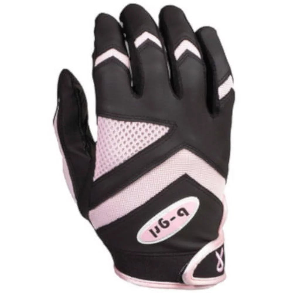 New Womens Saranac B-grl Survivor Softball Batting Gloves Black/Pink Sz Medium
