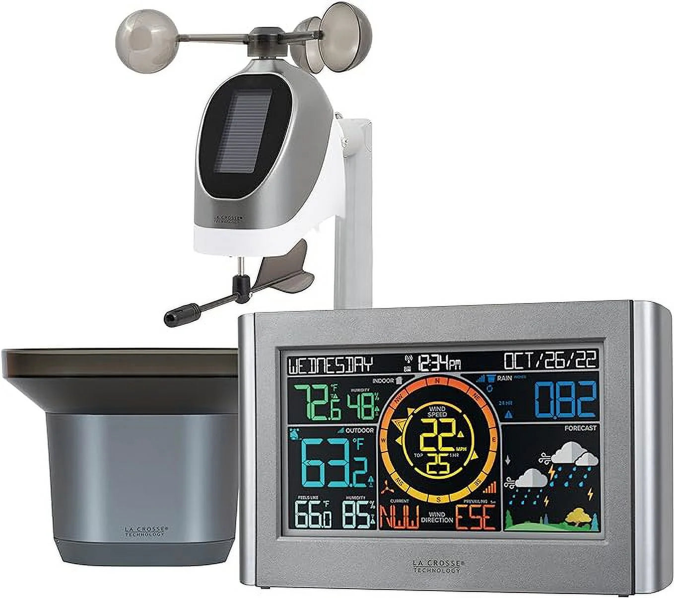 La Crosse Technology 328-1414 Professional Color Weather Station, Gray/Silver
