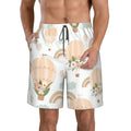 Kll Air Balloon And Flower Men'S Casual Summer Beach Shorts Hawaiian Shorts With Pockets-Small