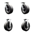 BBQ Smoker Grill Flat Free All Terrain Caster Wheel Set ¨C 10 Inch Easy Roll, No Flat, Maintenance Free Solid Rubber Wheels ¨C Industrial Grade ¨C 2 Swivel and 2 Rigid Casters ¨C Set of 4 ¨C Service Caster