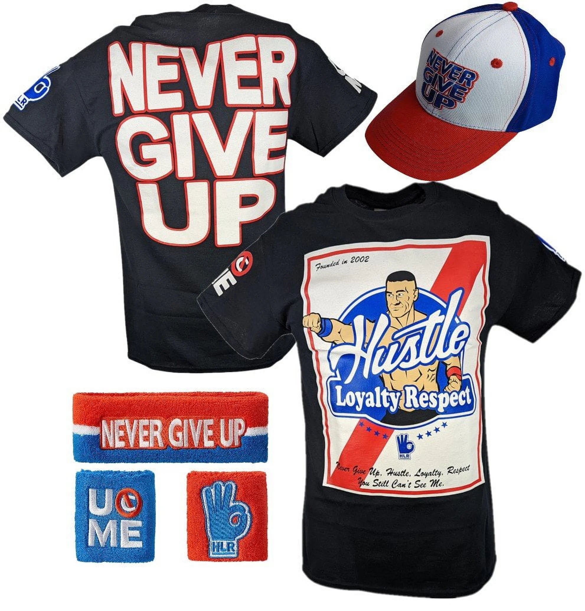 John Cena Founded in 2002 Mens Costume Hat T-shirt Wristbands Mens XL