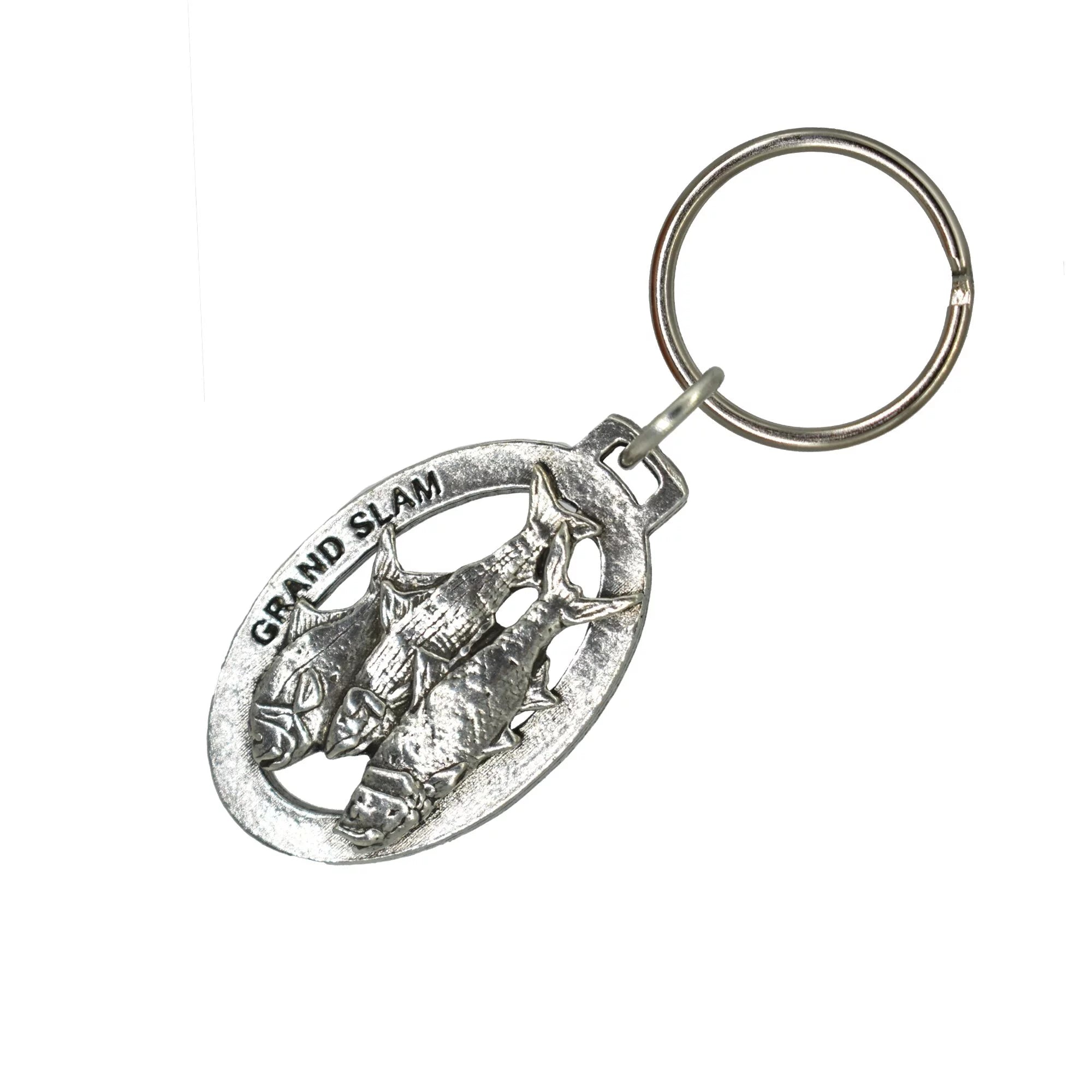 Grand Slam Keychain, Saltwater Fish, S035KC, Key Fob, Key Ring, Keys, Zipper Pull, Luggage Tag, Pewter, Backpack, Over 300 Keychains Designs, Handmade in the USA