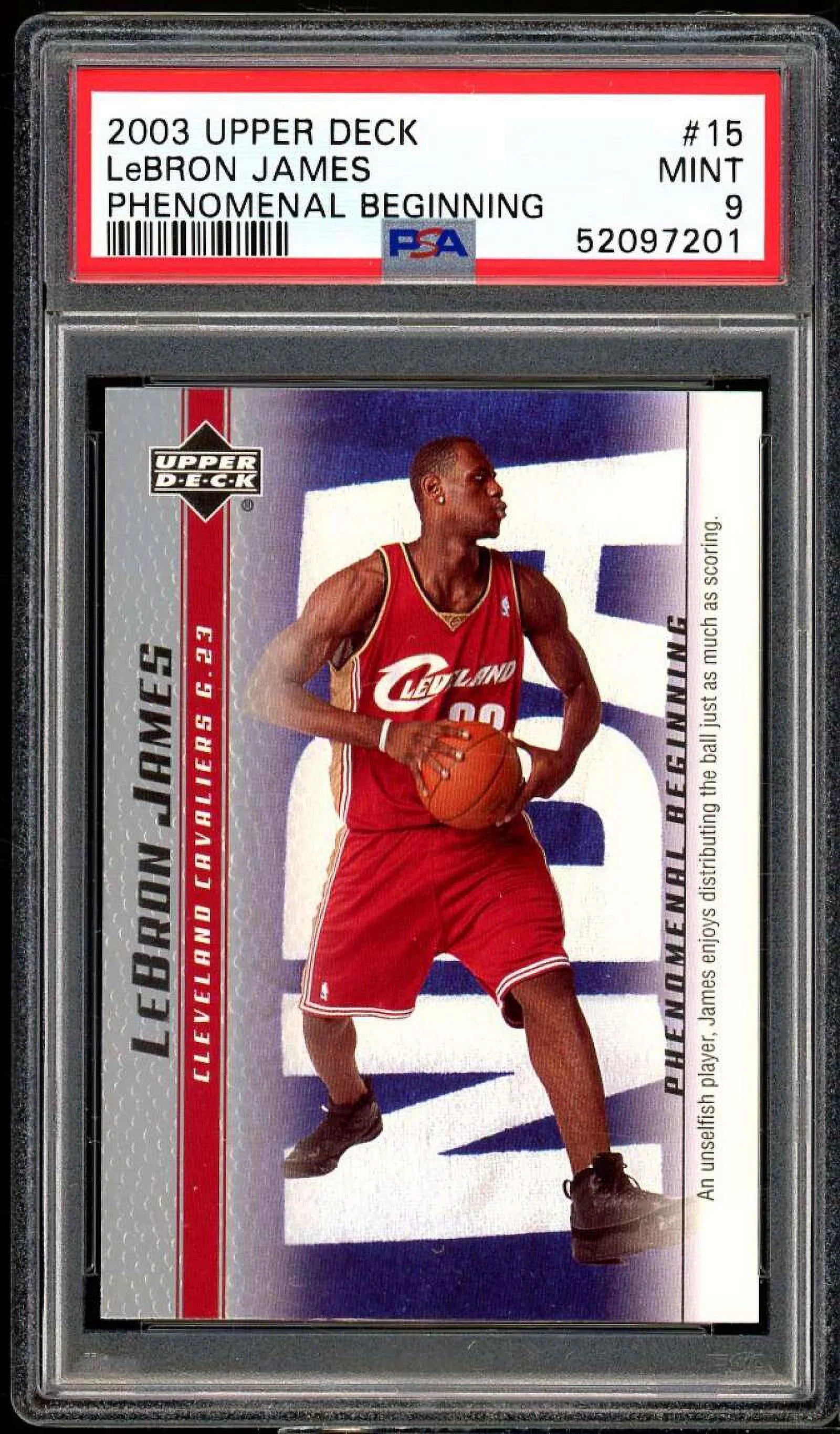 LeBron James Rookie Card 2003 Upper Deck Phenomenal Beginning #15 PSA 9