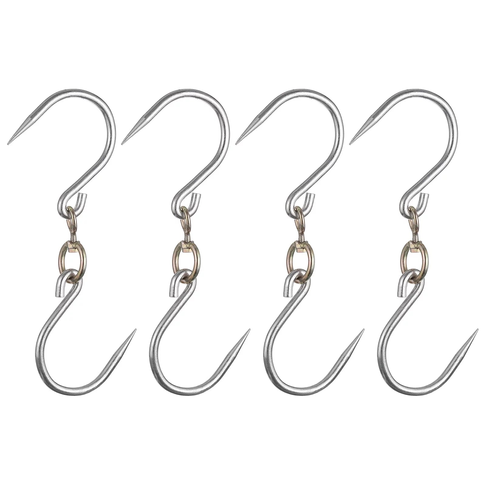 Uxcell 13.4'' Swivel Meat Hooks, 0.41'' Thickness Galvanized Processing Butcher Hooks, 4 Pack