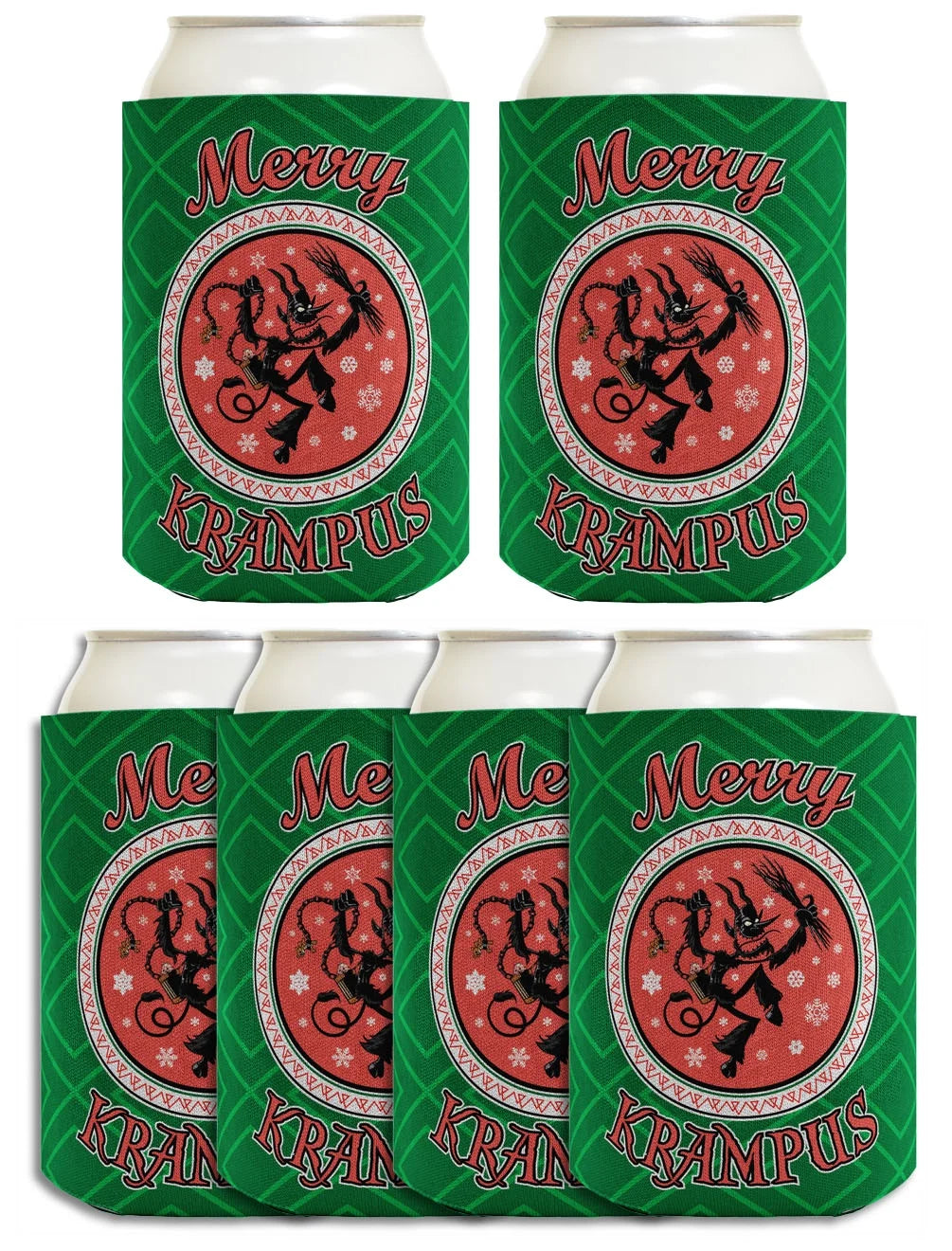 ThisWear Funny Christmas Gag Gift Merry Krampus Beer Coolers 6-pack Can Coolie Drink Coolers Coolies Multi