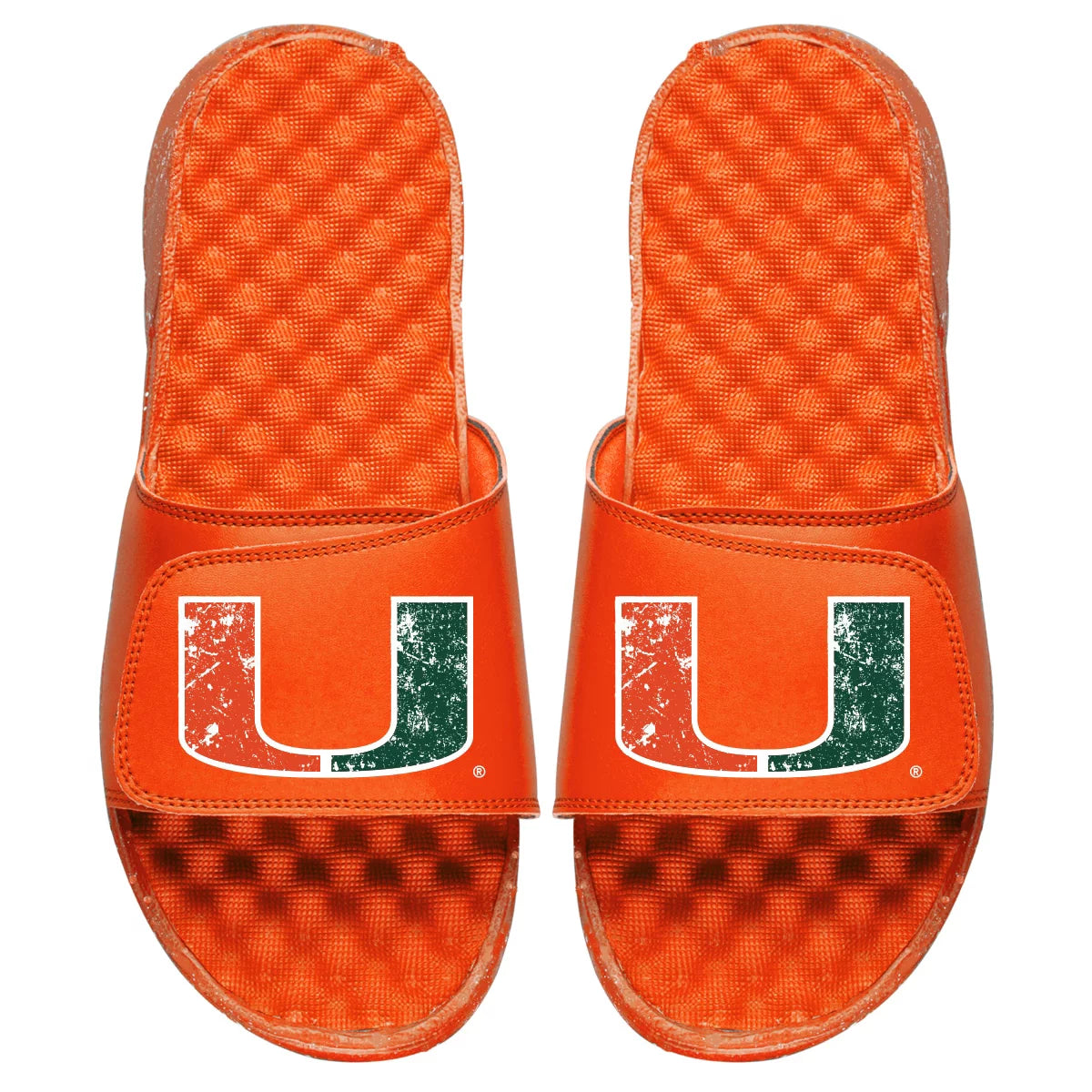 Men's ISlide Orange Miami Hurricanes Distressed Slide Sandal