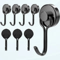 8 Pack Magnetic Hooks Heavy Duty for Hanging, Strong Neodymium Magnet Hook with Scratch-Resistant Base, Swivel Hanger Utility Hooks for Refrigerator, Cruise Cabins, Wall, Grill, Key, Kitchen, Black