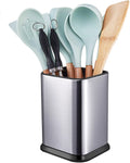 Stainless Steel Kitchen Utensil Holder for Countertop,Large Cooking Utensils Organizer,Spoon Spatula Holder,Modern Rectangular Utensil Caddy Counter,Utensil Crock Silver