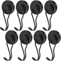 8 Pack Magnetic Hooks Heavy Duty, 100 lb+ Swivel Swing Strong Magnet Hooks, Strong Magnet with Hook Hanging for Fridge, Kitchen, Locker, BBQ Grill - Dia 32 MM