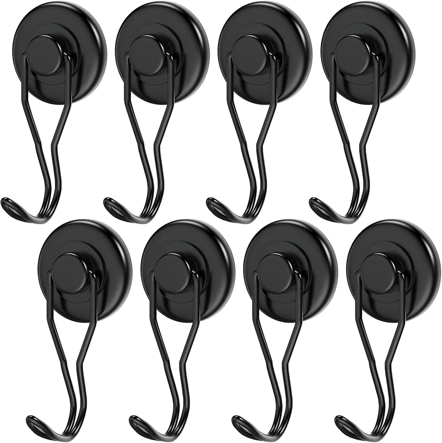 8 Pack Magnetic Hooks Heavy Duty, 100 lb+ Swivel Swing Strong Magnet Hooks, Strong Magnet with Hook Hanging for Fridge, Kitchen, Locker, BBQ Grill - Dia 32 MM