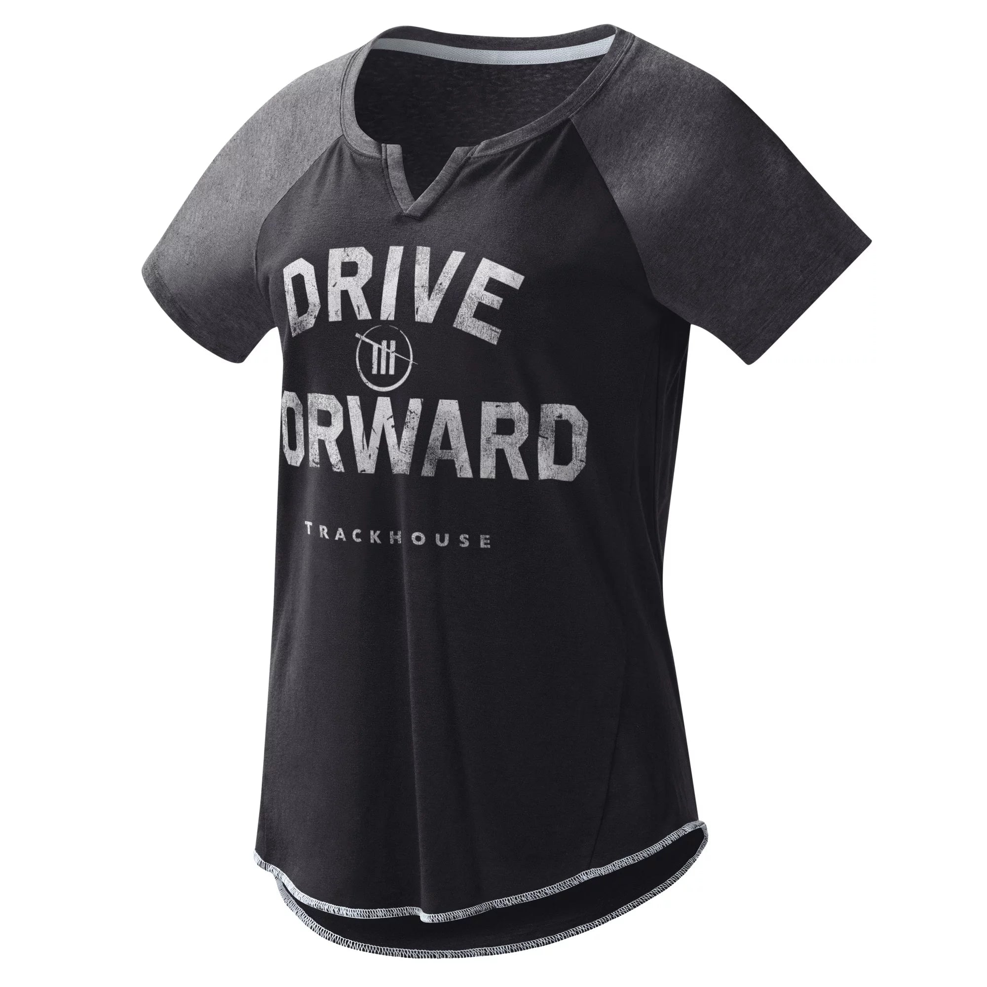 Women's G-III 4Her by Carl Banks Black TRACKHOUSE RACING Grand Slam Tri-Blend Notch V-Neck T-Shirt