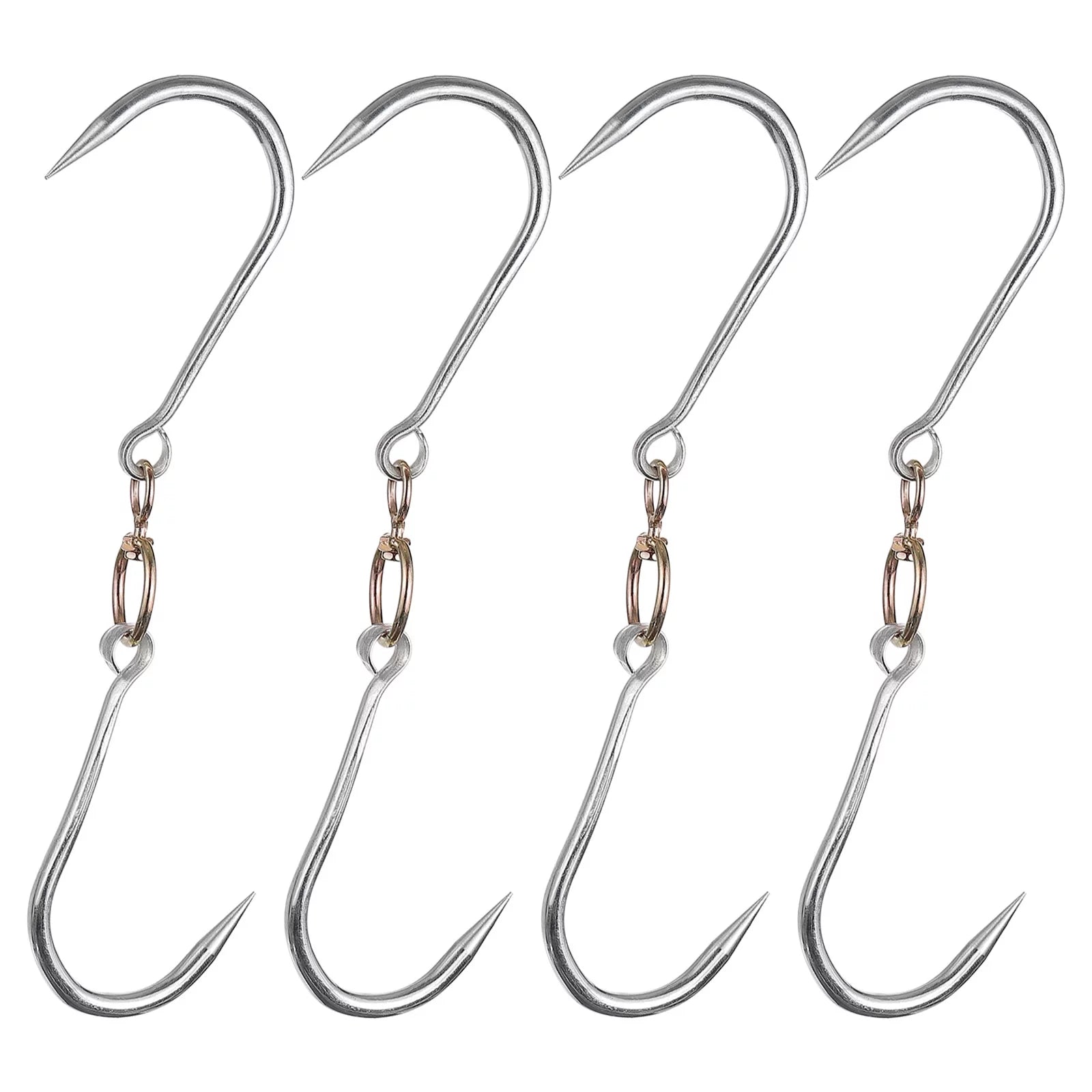Uxcell 15.5'' Swivel Meat Hooks, 0.43'' Thickness Galvanized Processing Butcher Hooks, 2 Pack, 4 Pack