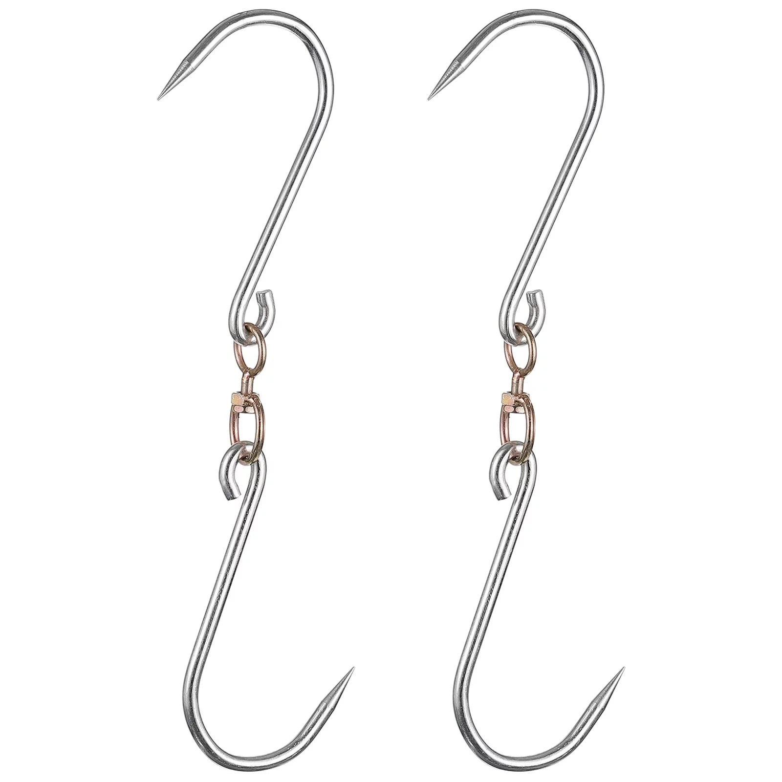 Uxcell 12'' Swiveling Meat Hook, 0.27'' Thickness Galvanized Processing Butcher Hooks, 2Pack