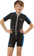 Cressi Boy's Lido Junior 2mm Neoprene Front Zipper Shorty (Black/Blue, Large)