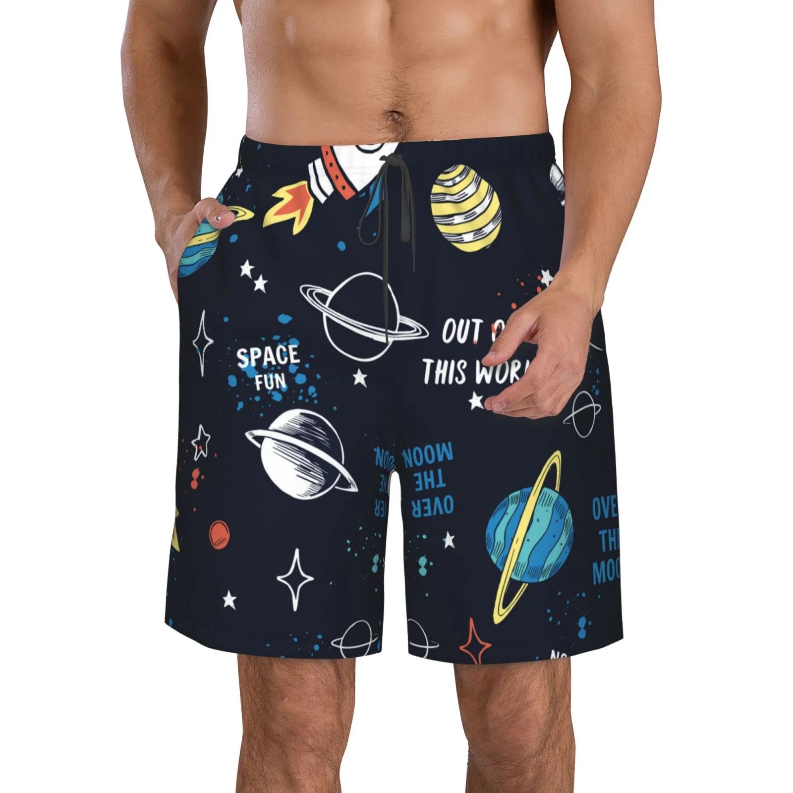 Kll Space Men'S Casual Summer Beach Shorts Hawaiian Shorts With Pockets-Large